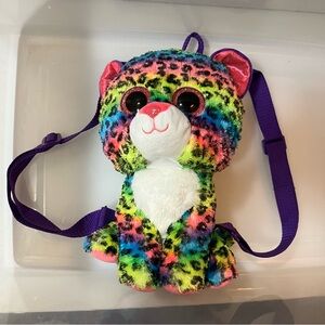 Ty Rainbow Leopard Design Plush Backpack Bag